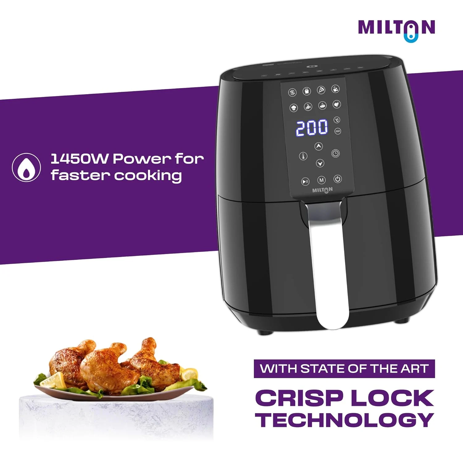 Best Air Fryer Under 5000 in India 2026 Guide 165 Milton Rapid Digital Air Fryer 4.2L