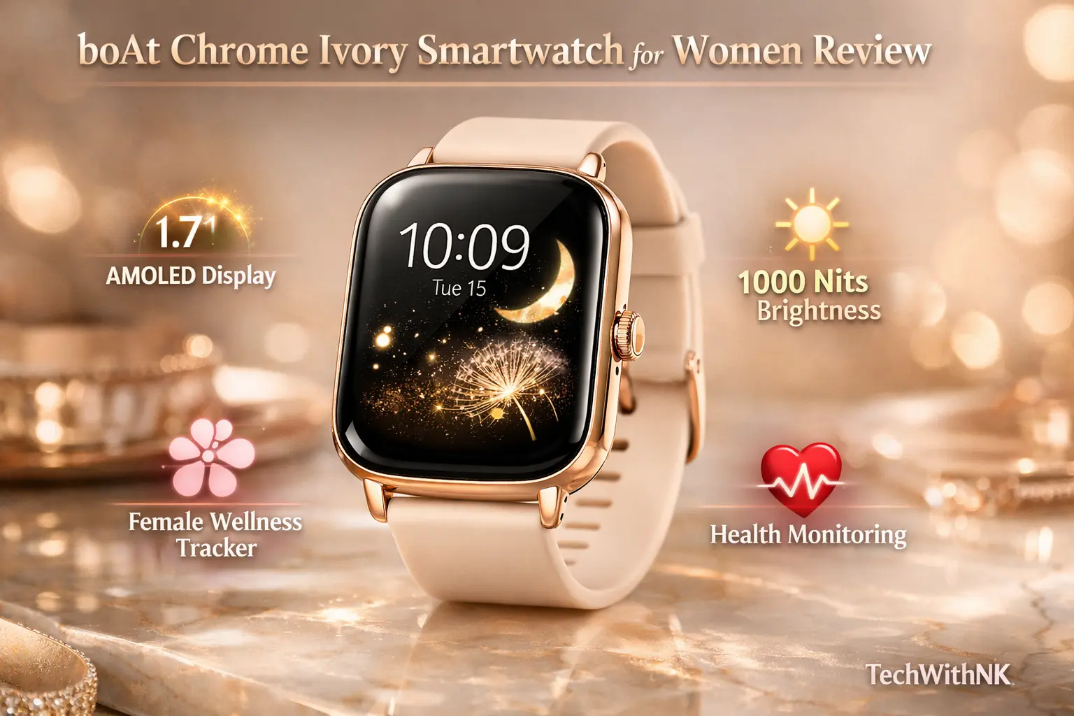 Boat Chrome Ivory Smart Watch for Women