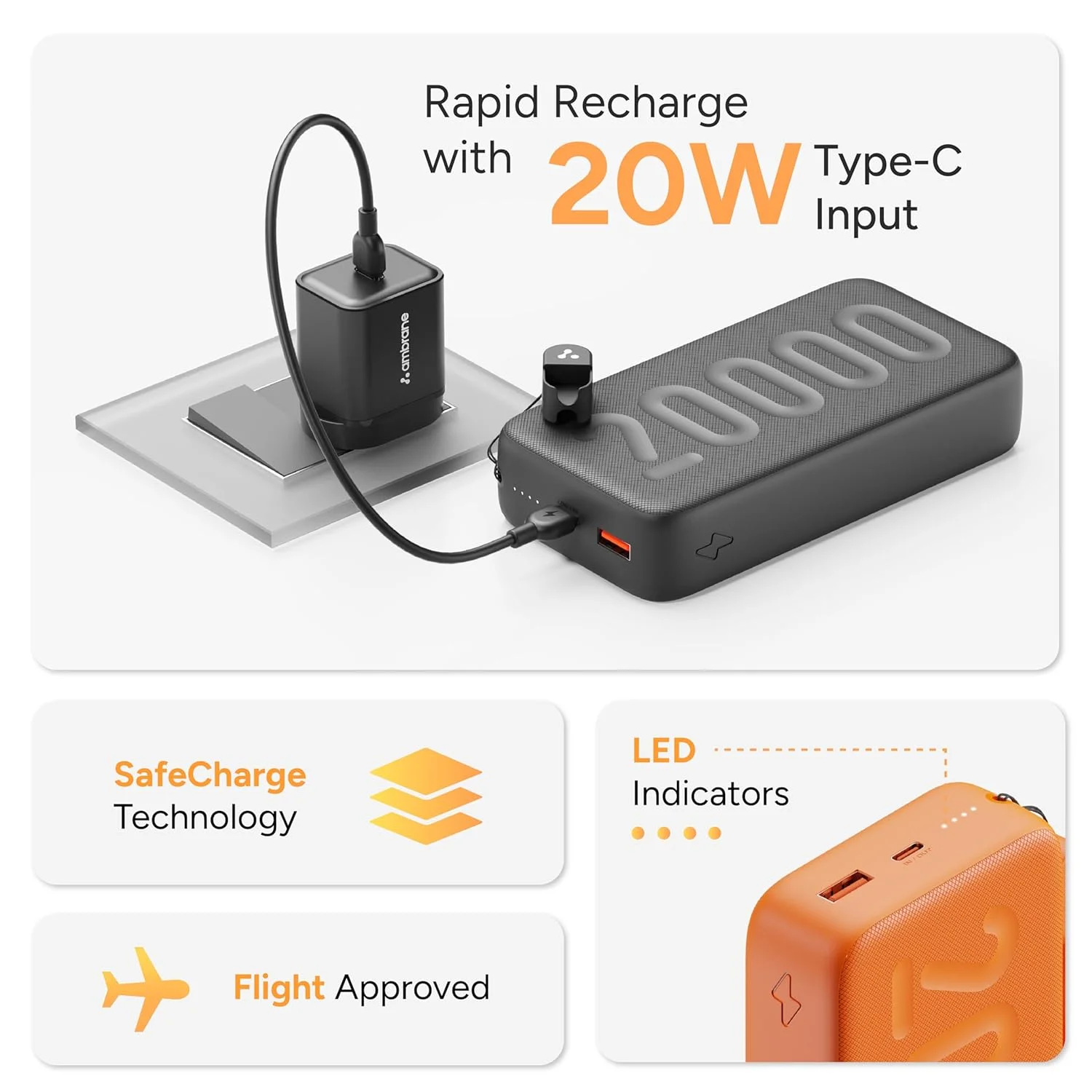 Best Ambrane Power Bank 20000mAh - #3 Will Surprise You 222 Ambrane Stylo N20 (22.5W Fast Charging)